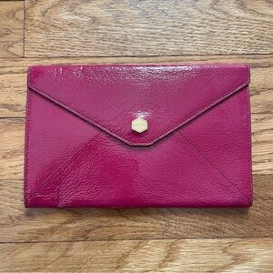 Lodis Pink Patent Leather Clutch